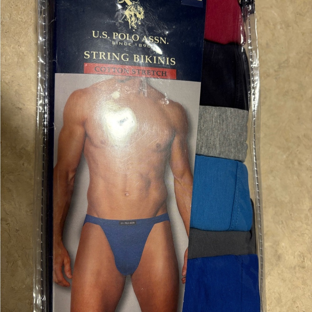 U.S. Polo Assn. Blue and Gray String Bikini Underwear